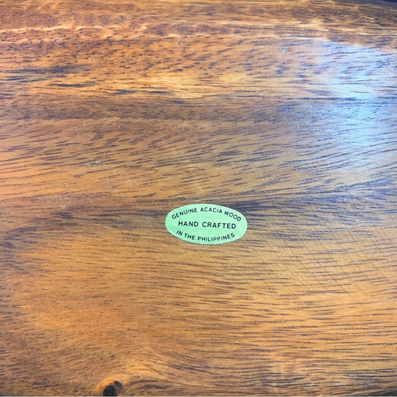 Vintage Acacia Wood Tray Divided Mid Century Hand Crafted Made In Philippines - Picture 6 of 6